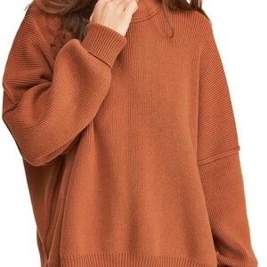 Free People Burnt Orange Crew Neck Sweater